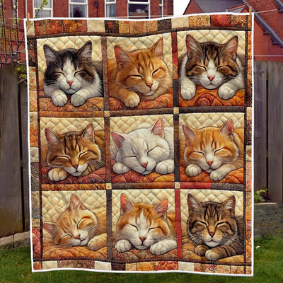 Autumn Sleeping Cat Blanket - D269 - Premium Blanket