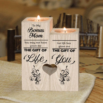 To My Mom - The Gift Of Life - Wooden Candlestick