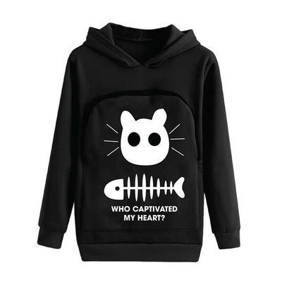 Cat Lovers Hoodie Cuddle Pouch ( Who Captivated My Heart? )