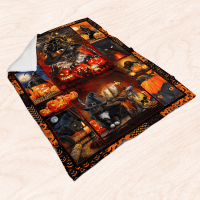 Black Cat A238 Halloween Blanket