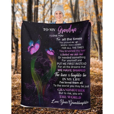 To My Grandma - From Granddaughter - Butterfly A319 - Premium Blanket