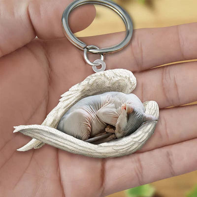 Sleeping Angel Acrylic Keychain Sphynx Cat SA189