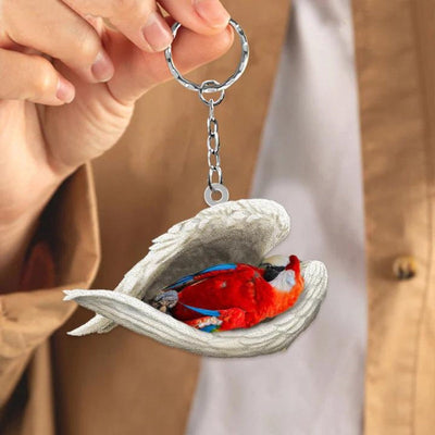 Sleeping Angel Acrylic Keychain Green Winged Macaw SA219