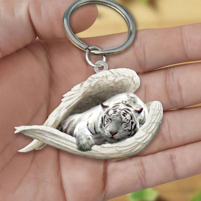 Sleeping Angel Acrylic Keychain White Tiger SA257