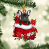 French Bulldog In Gift Bag Christmas Ornament GB086