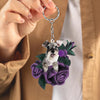 Schnauzer In Purple Rose Acrylic Keychain PR012