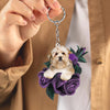 Havanese In Purple Rose Acrylic Keychain PR042