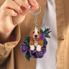 Basset Hound In Purple Rose Acrylic Keychain PR056