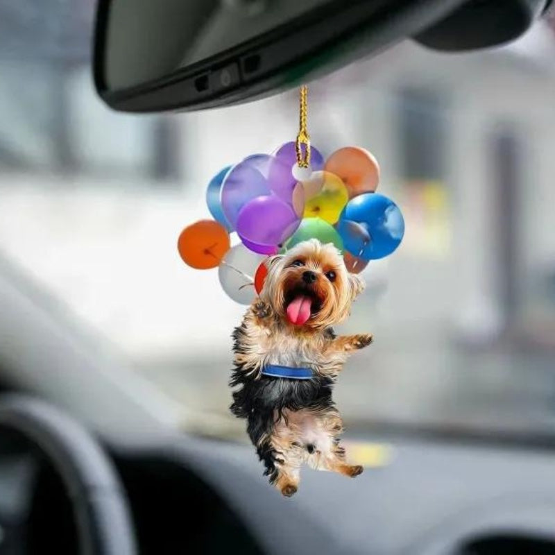 Yorkshire Terrier Fly With Bubbles Car Hanging Ornament BC011