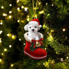 Maltese In Santa Boot Christmas Hanging Ornament SB004