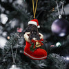 Black Chihuahua In Santa Boot Christmas Hanging Ornament SB058