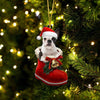 Boston Terrier In Santa Boot Christmas Hanging Ornament SB079