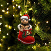 Silky Terrier In Santa Boot Christmas Hanging Ornament SB148