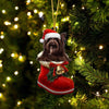 Yorkshire Terrier Chocolate In Santa Boot Christmas Hanging Ornament SB200