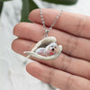 White Poodle Sleeping Angel Stainless Steel Necklace SN040