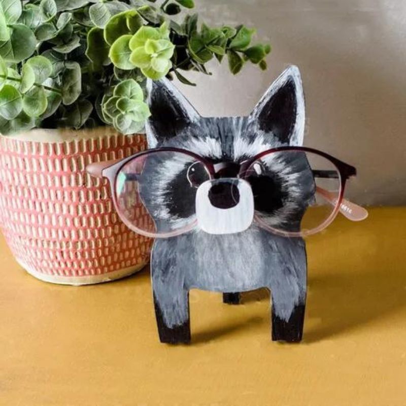 Handmade Glasses Stand Raccoon