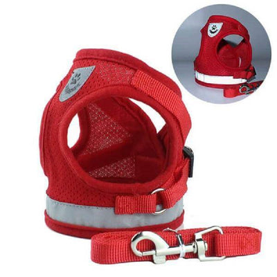 REFLECTIVE SAFETY HARNESS AND LEASH SET (FOR XXXS TO M DOGS)